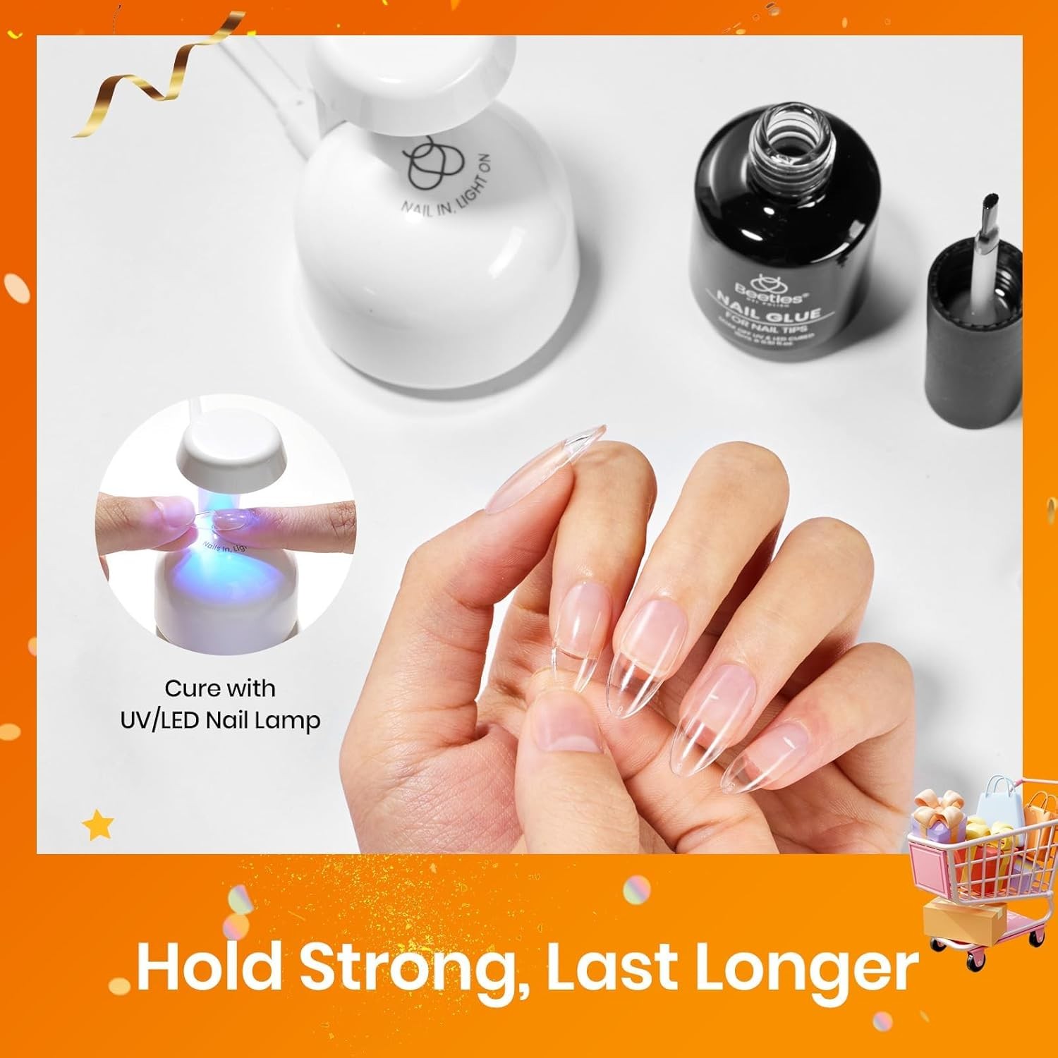 beetles Gel Polish 9 In 1 Nail Glue for Clear 0.5 Fl Oz (Pack of 2)