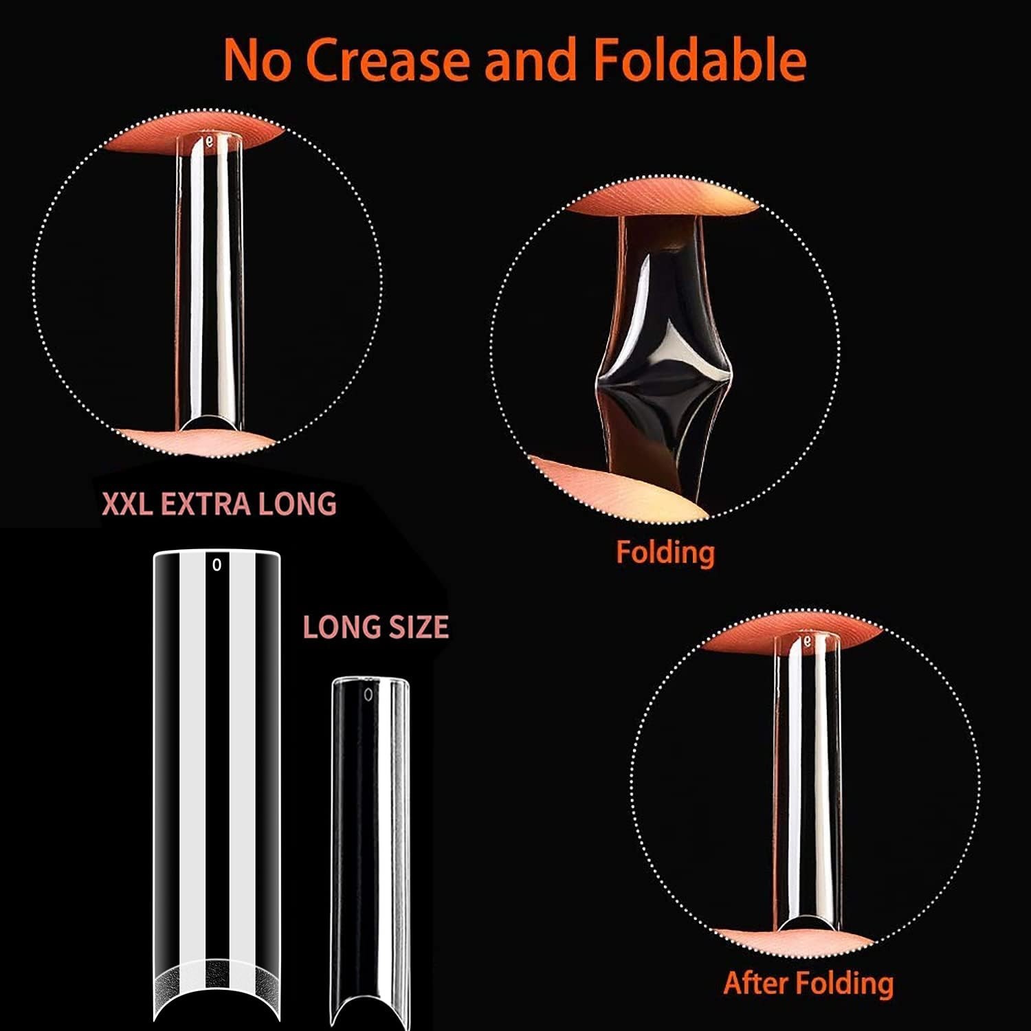 Nail Tips Square XXL Tips 120 PCS No C Curve Gel Tips Extra Long Square Straight
