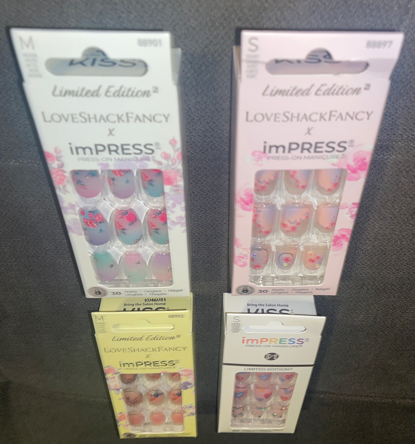 Kiss IMPRESS💅Lot Of 4 Boxes PRESS ON NAILS Limited Edition SUNKISSED PEACH&More