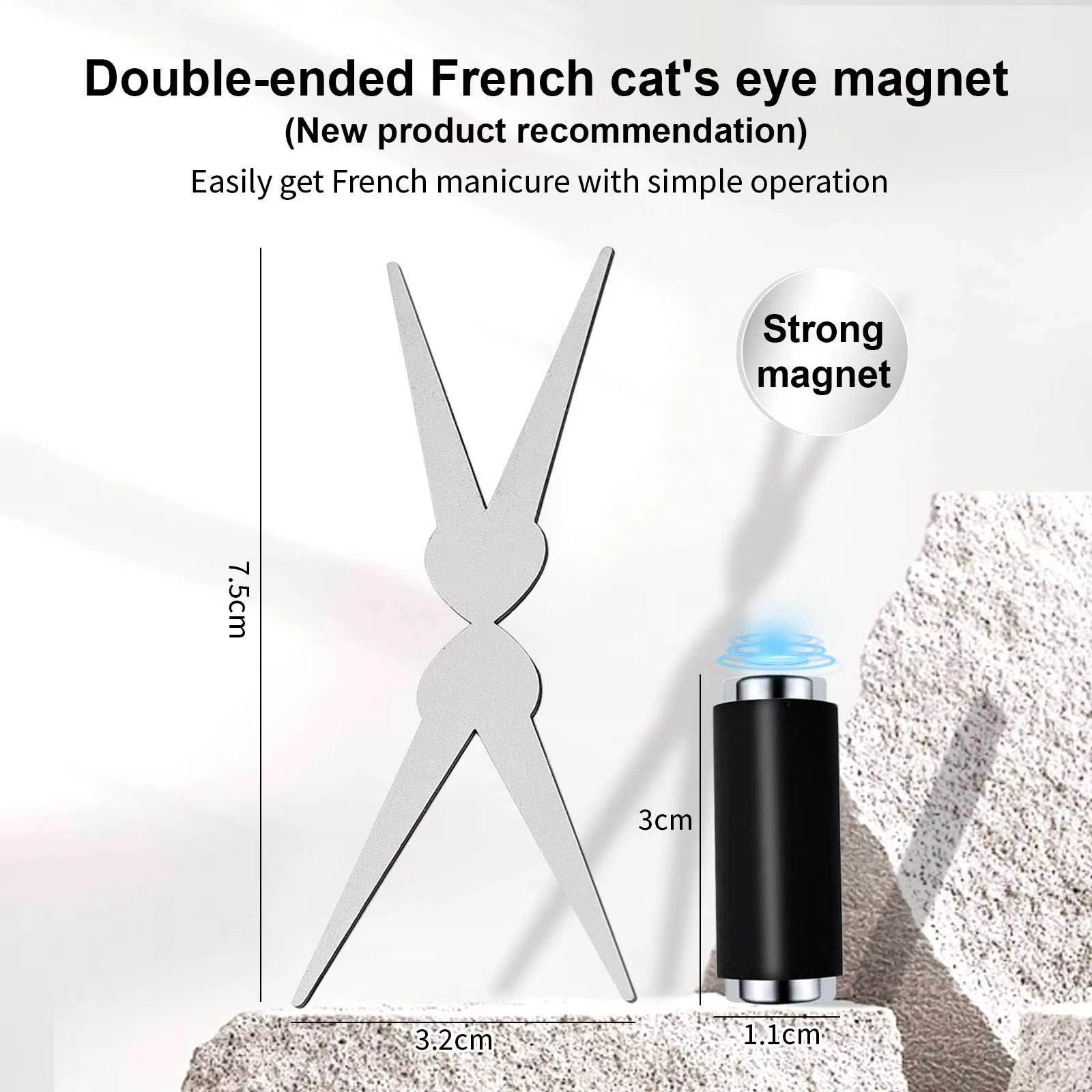 Double-head French Nail Art Magnet Set 3D Strong Cat Eye Magnet Nail Art Gel Pol