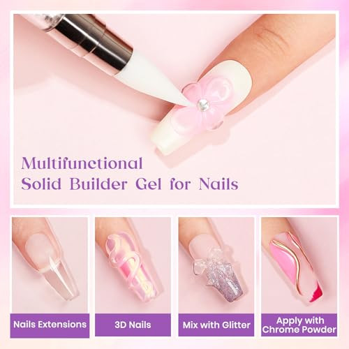 Solid Builder Gel for Nails, 60g Large Capacity Clear Hard Gel for Nails 3D
