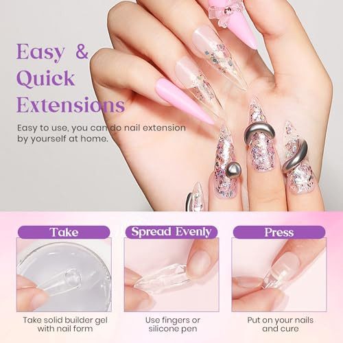 Solid Builder Gel for Nails, 60g Large Capacity Clear Hard Gel for Nails 3D