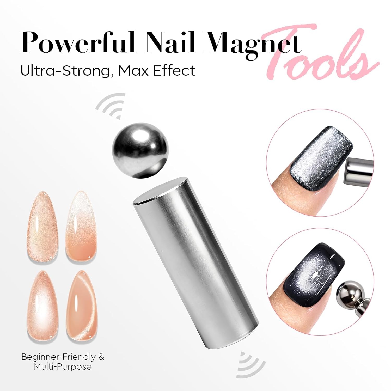 Cat Eye Magnet Nail Art Tools-14Pcs Powerful Cateye Gel Nail Polish Magnet Tools