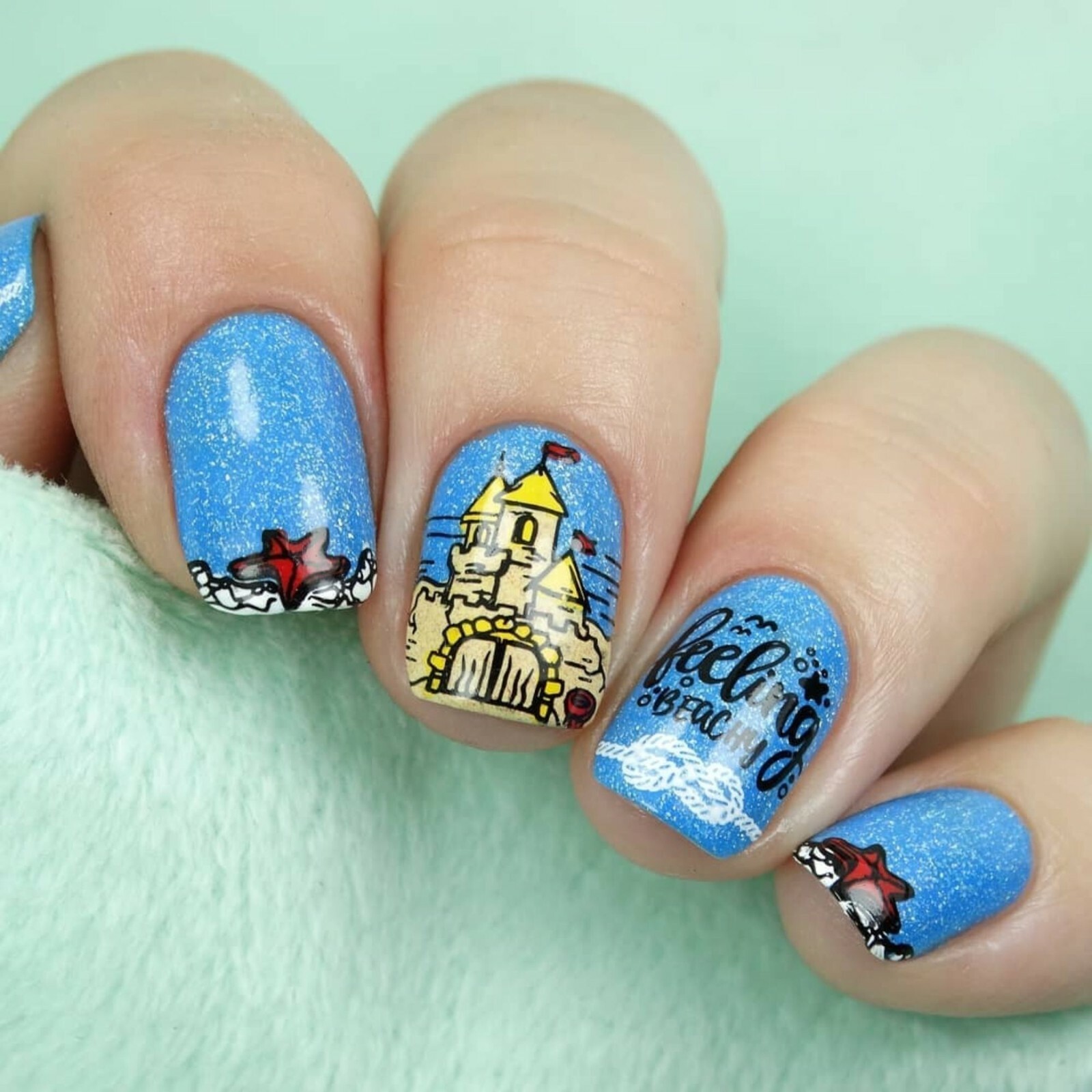 B056 Coasting to the Sea Stamping Plate For Stamped Nail Art Design