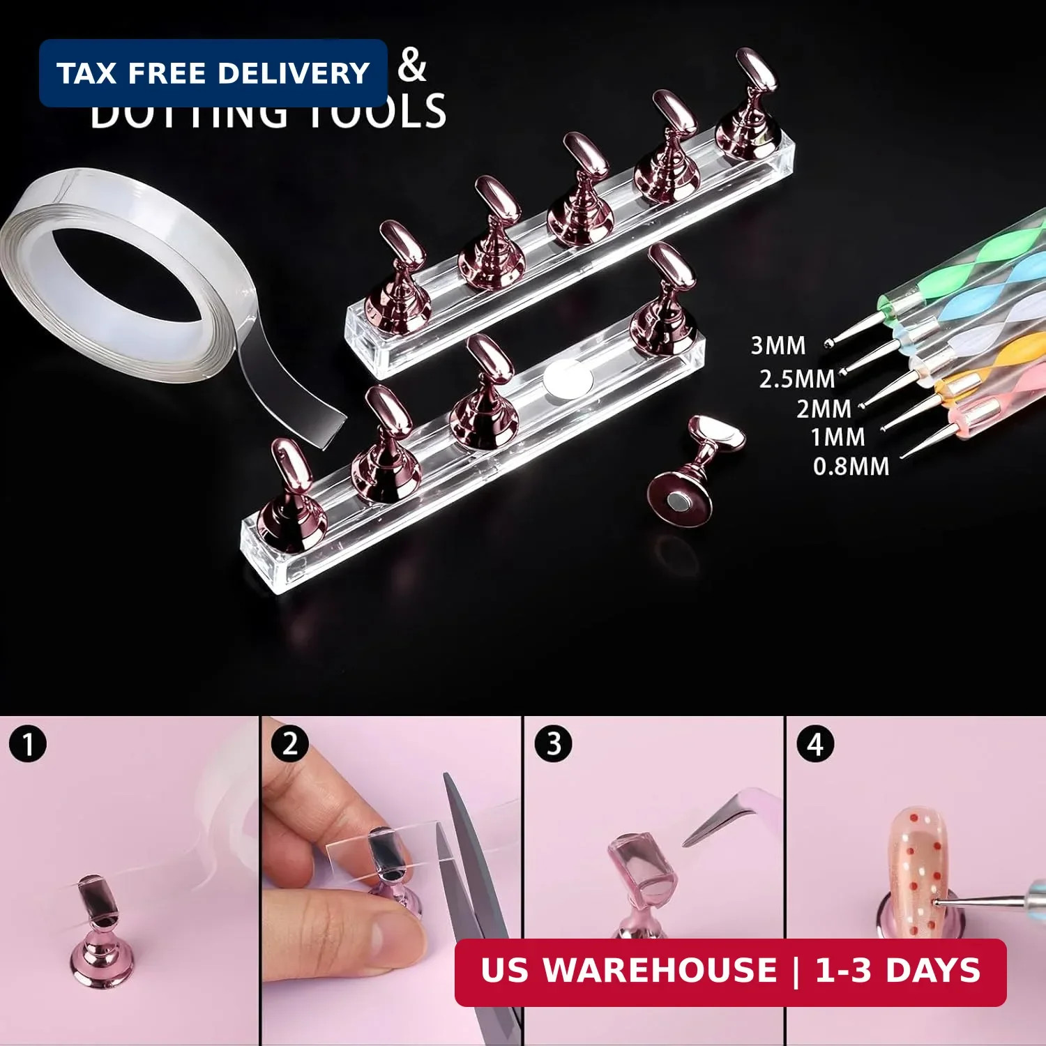 Teenitor 4 Boxes Nail Charms and Gems Set, Nail Rhinestones Nail Kit with Nail A