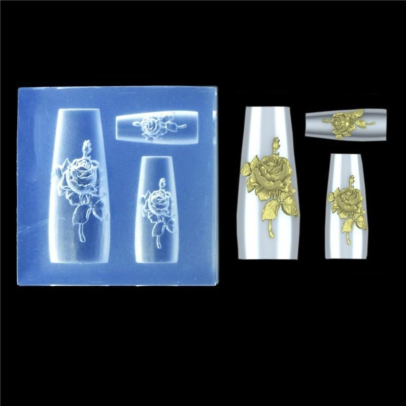 Nail Art Embossing Mold 3D Rose Flowers Chinese Loong Carving Mold Nail Art Deco