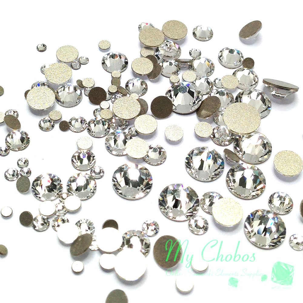 900 pcs Mixed Sizes Swarovski 2058/2088 Flatback nail art bulk clear CRYSTAL 001