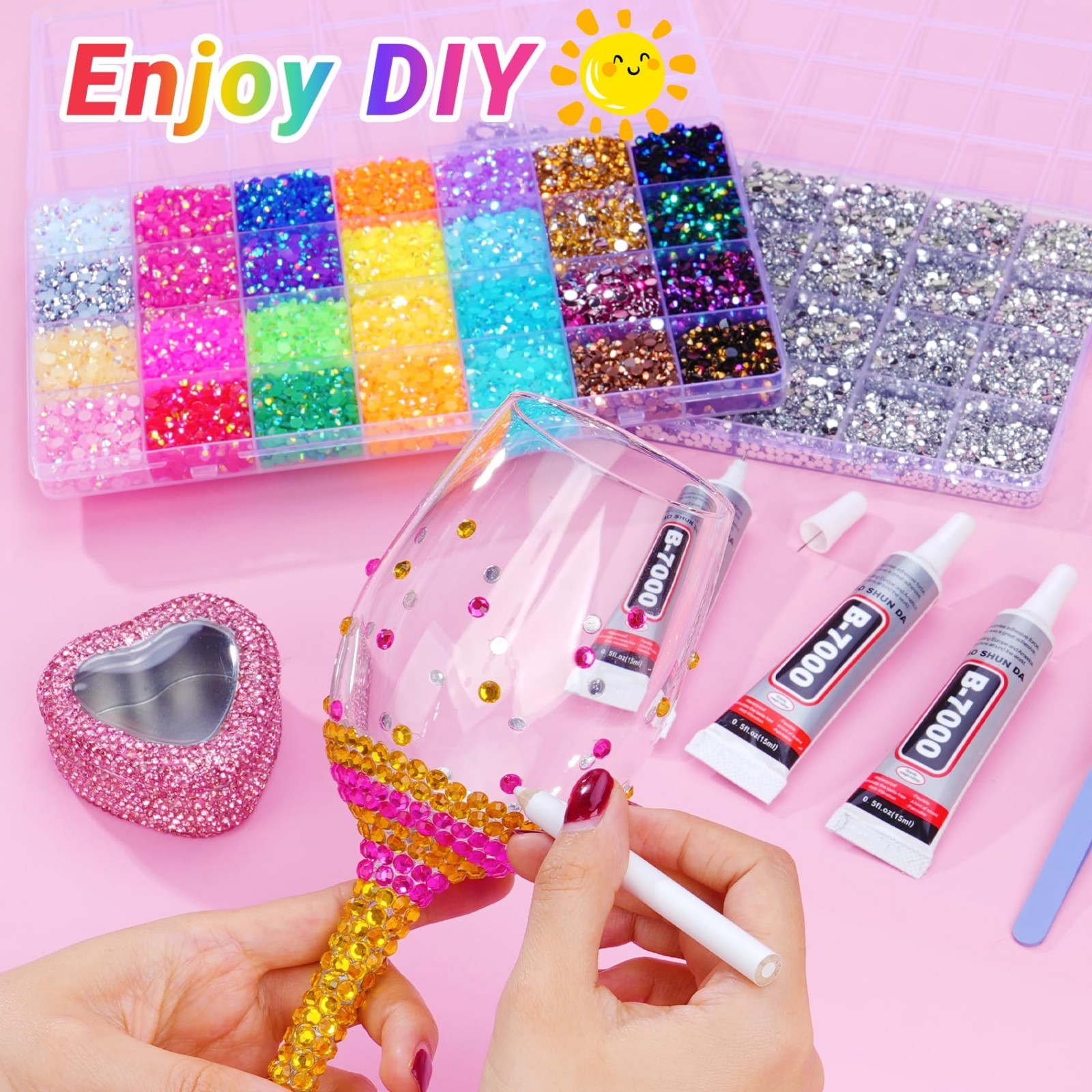 46000 Pcs Multicolor Jelly Rhinestones & Silver Flatback Gems for Crafting Kit,