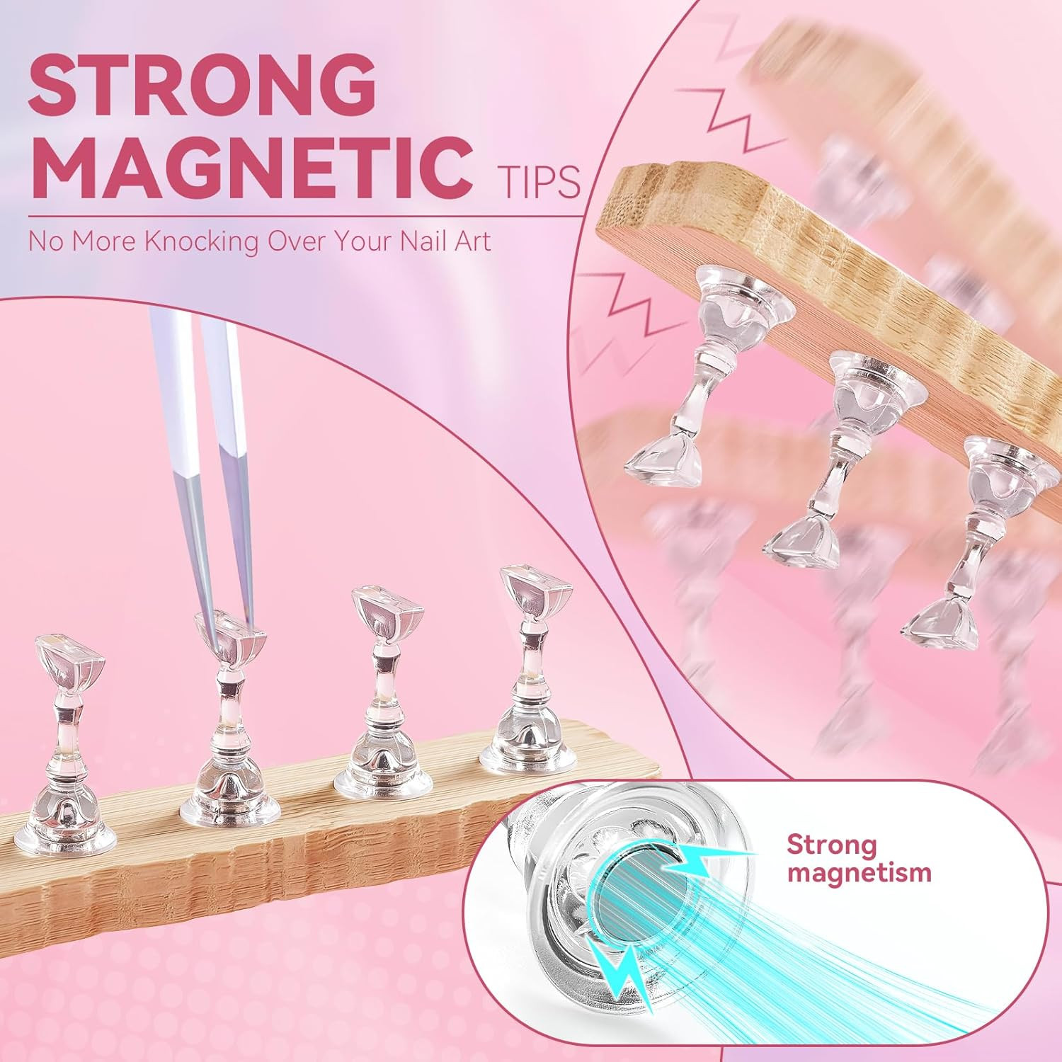 Nail Stand for Press On Nails Art Display Practice 2 Sets, 1 Heart Shaped Acryli