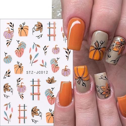 6 Sheets Fall Nail Art Stickers Thanksgiving Day Nails Fall Stickers Style 6