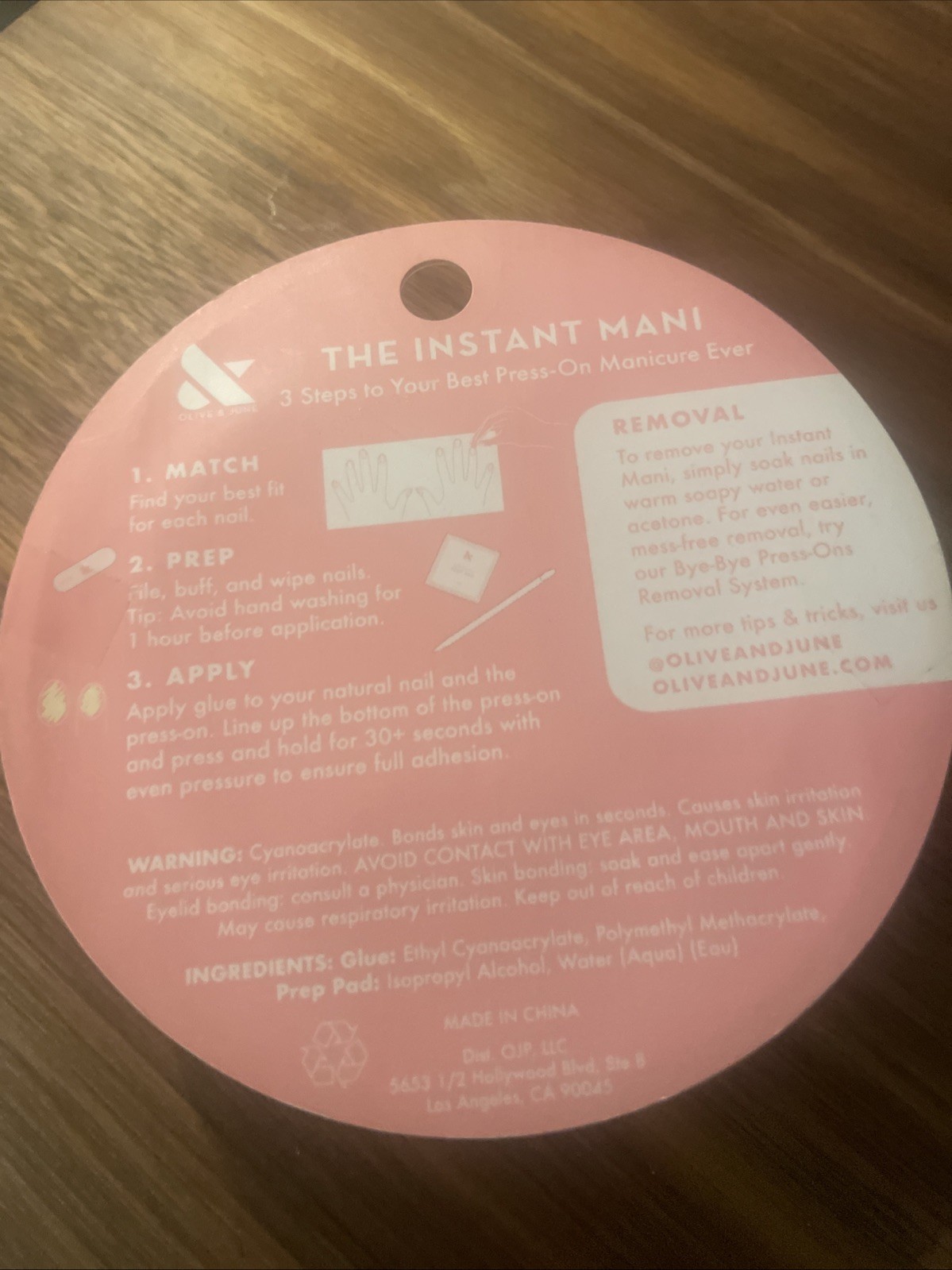 Olive & June Instant Mani Press-On Nails Short, 42 Nails w Glue