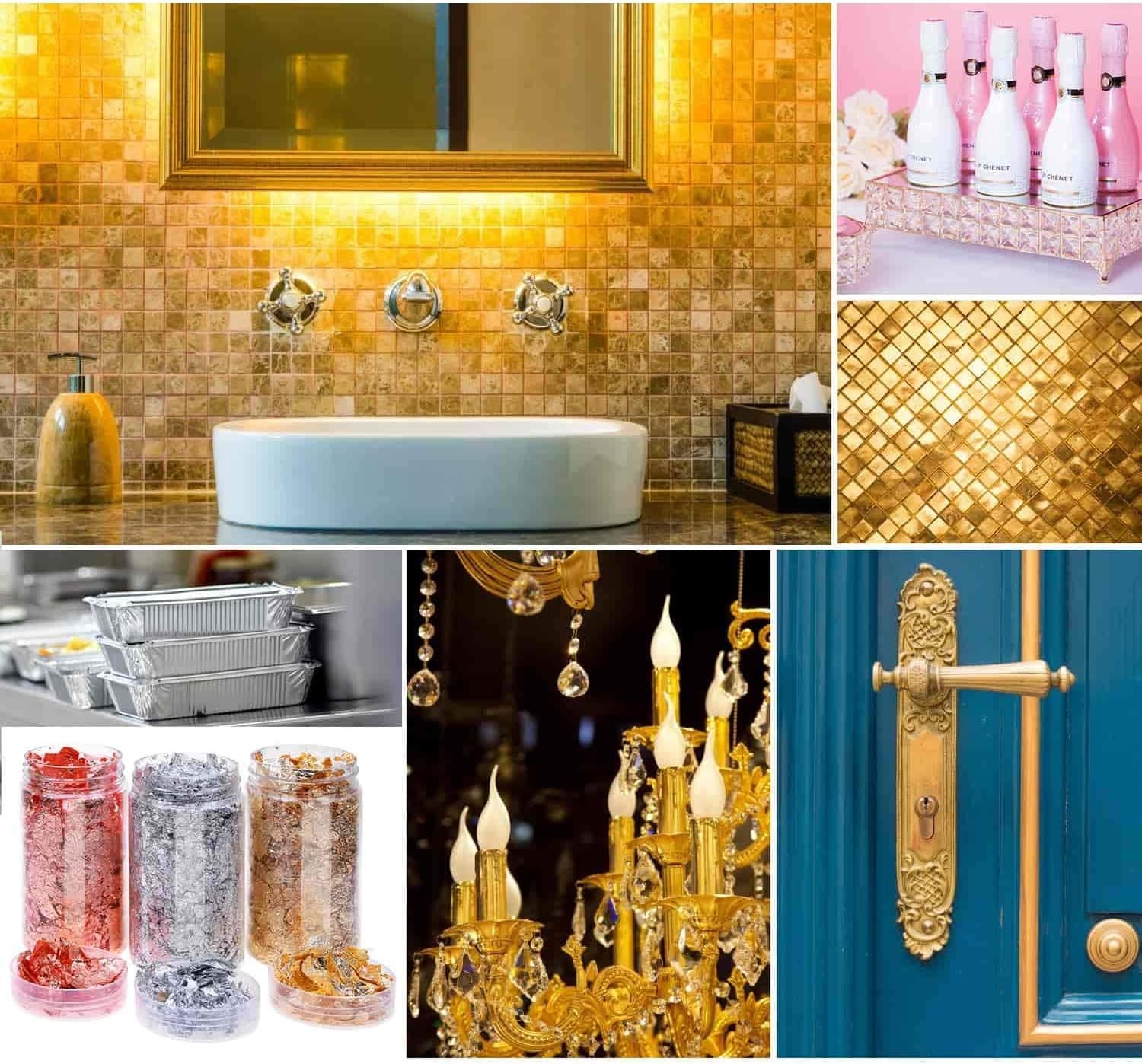 Luxury Metallic Gold Foil Flakes Kit for Crafting – Gold, Silver, Copper