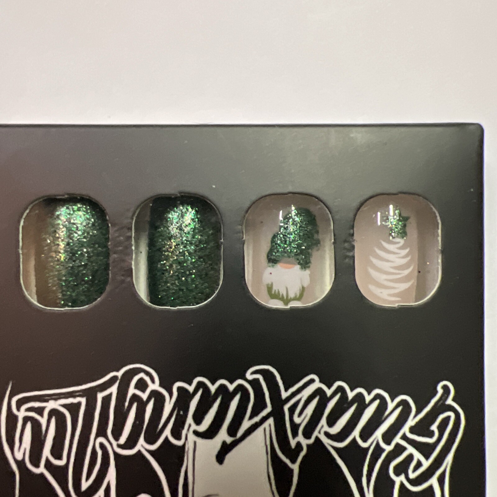 Christmas Set x4 96 Pcs Short Square Press On Nails French Manicure Design NEW