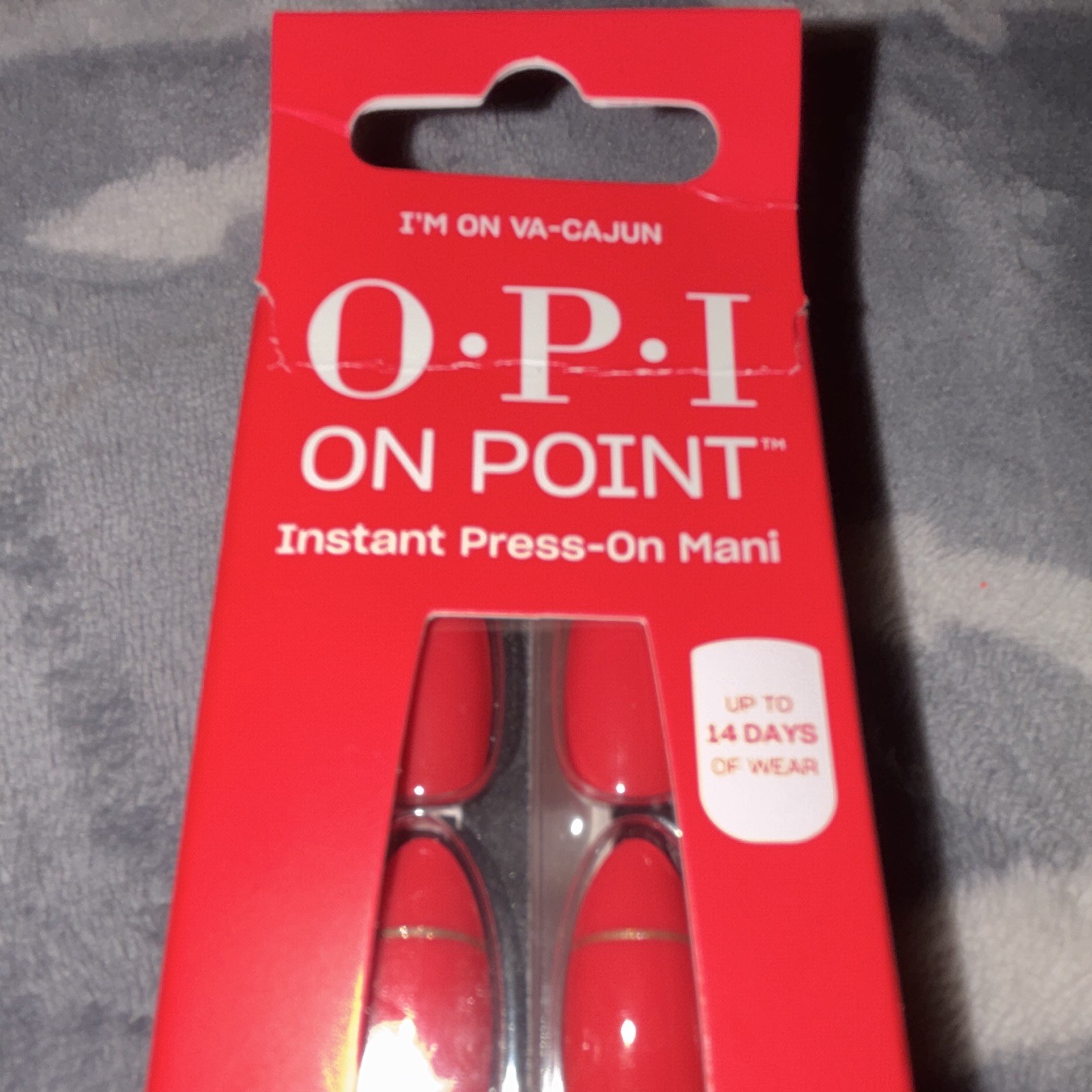 OPI Press On Nails Red Almond Long Shiny Reusable Vegan Full Cover Glue New