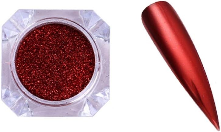 1 Box Mirror Nail Art Glitter Powder Holographic Metallic Red Chrome Nail Powder