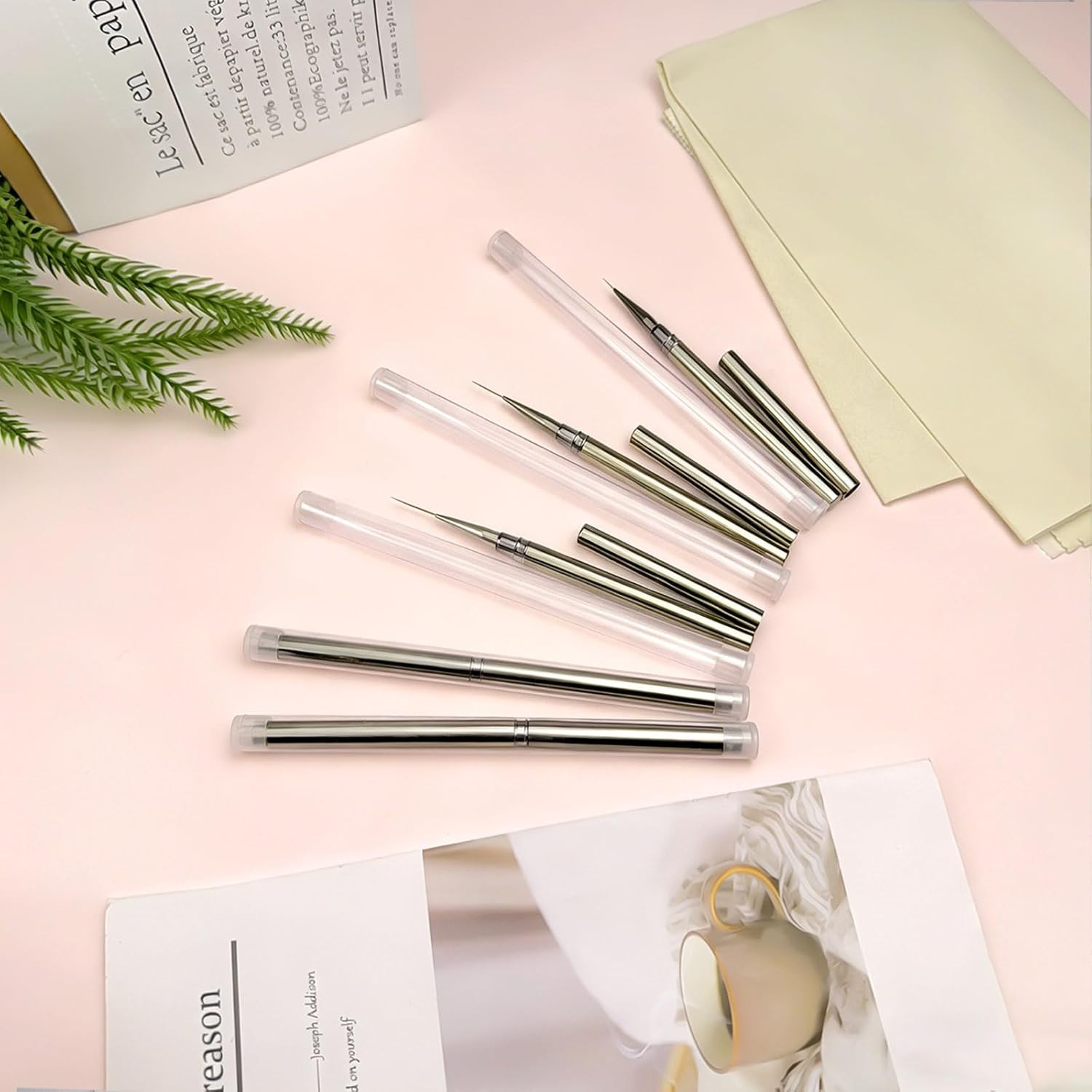 Professional 5-Piece Ultra-Thin Nail Art Liner Brush Set for Gel, Acrylic & Deta
