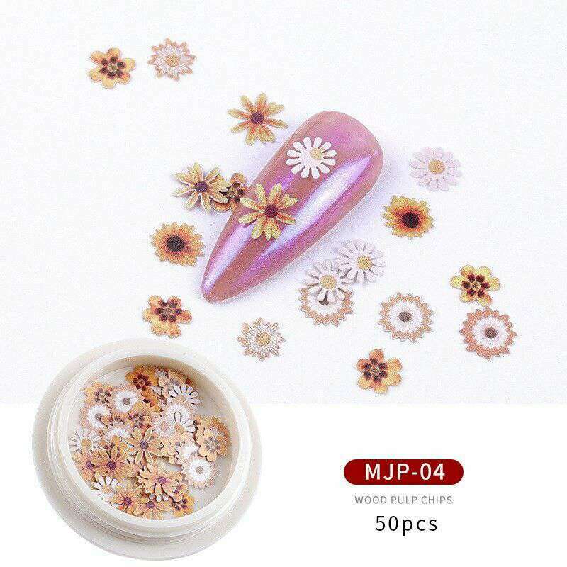 Nail Art Decor Flowers Summer Decoration 50Pcs Slice Flakes Nail Polish Tips Gel