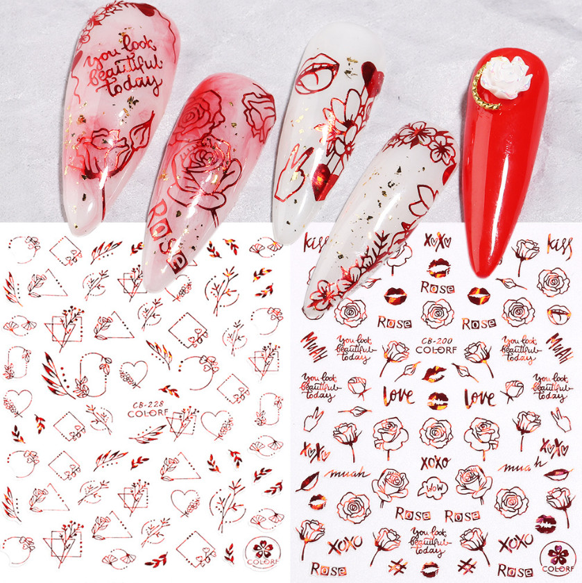 3D Nail Sticker Red Heart letter Kiss Valentine’s Day Series Nail Art DIY NH11