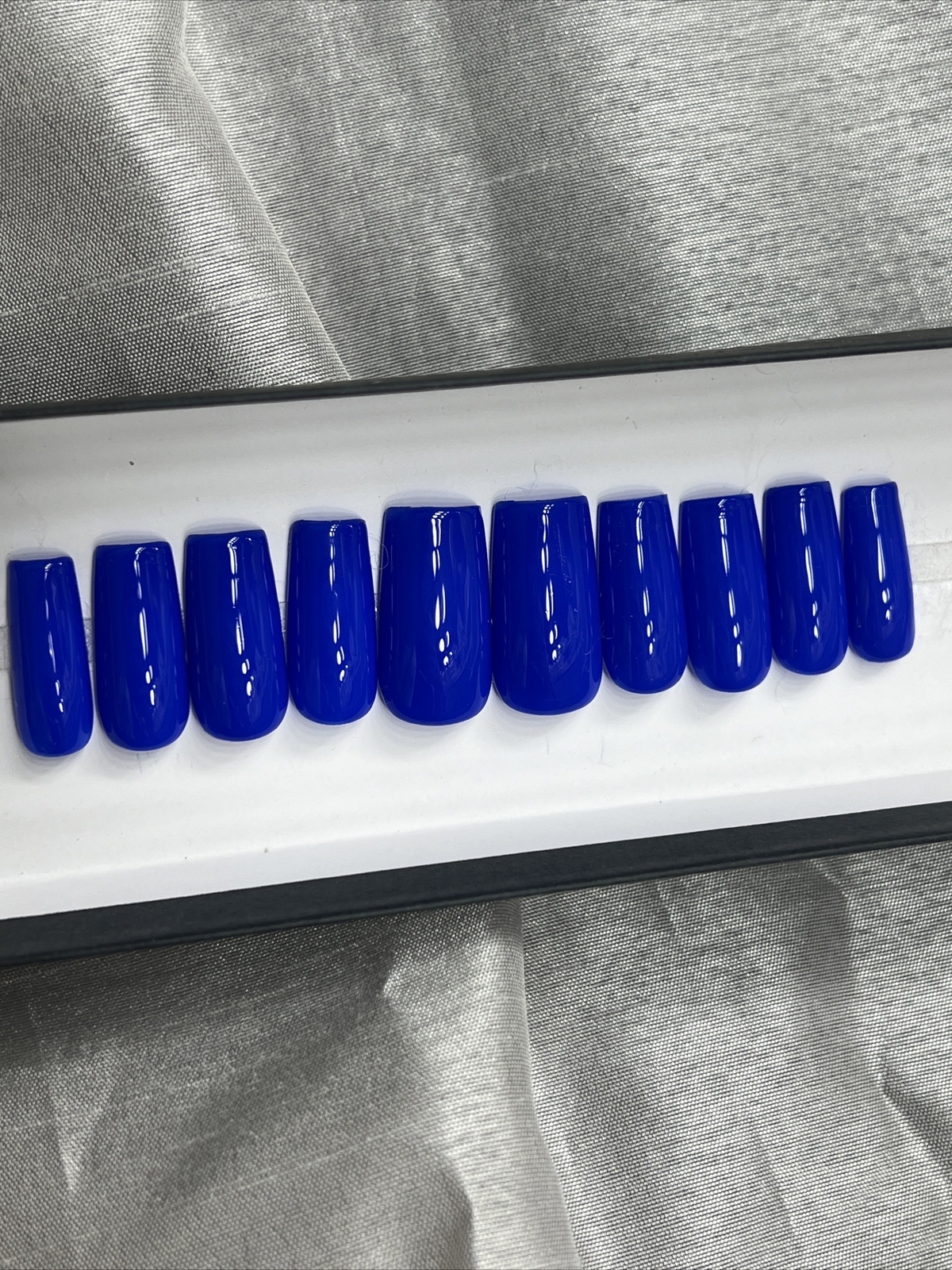 🫐 CUSTOM Gel Press On False Nails, BLUE SQUARE NAILS, 10p set M w/ FULL KIT