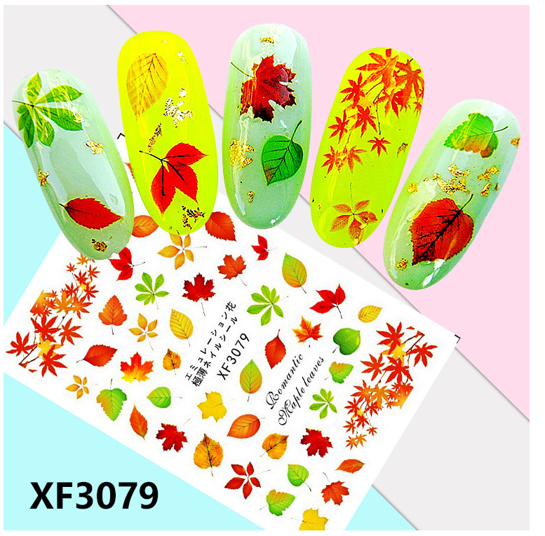 Nail Art Stickers Decals 12Pcs Flower Fruit Ladybirds Owl Cat Self-Adhesive NS34