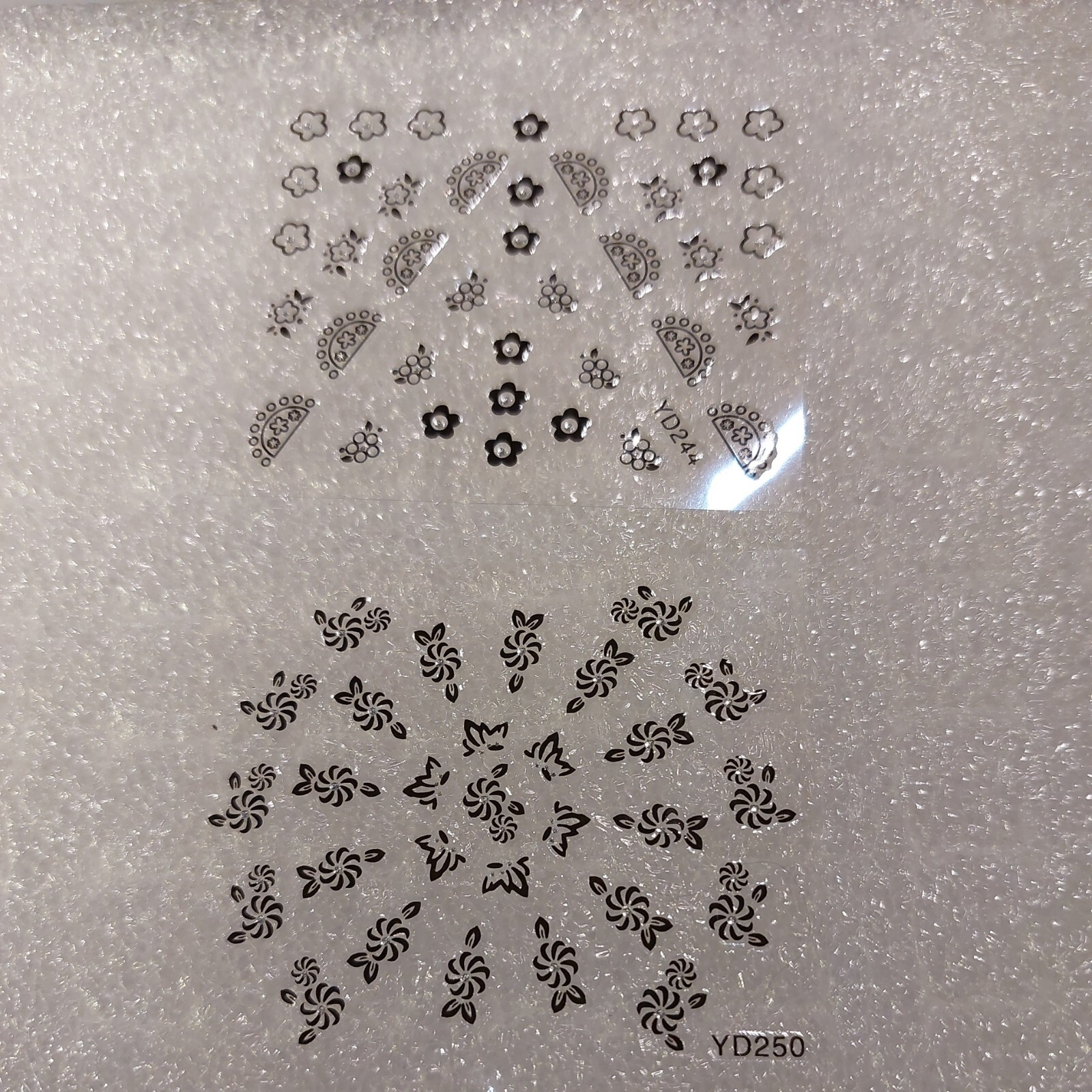 2 X Small Sheets Of Black Nail Art Stickers (Dn368) New