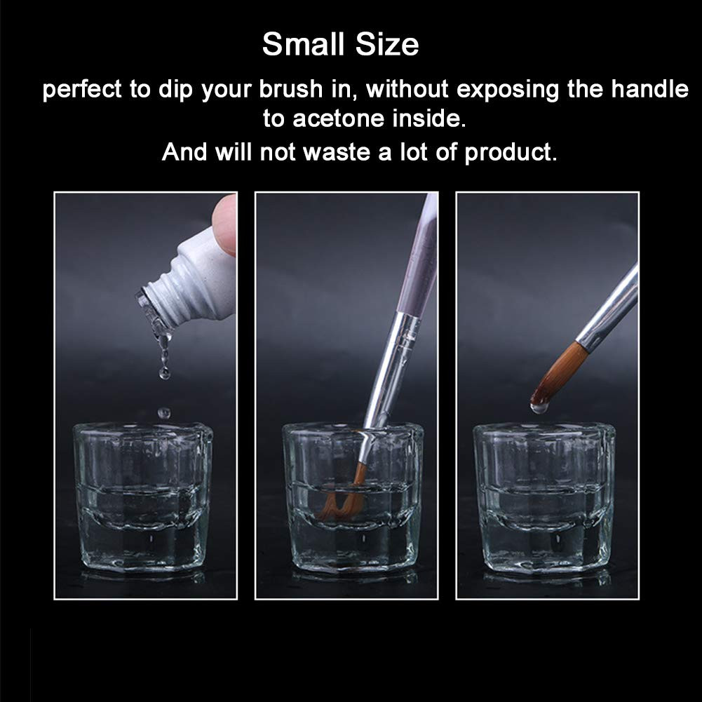 2 Pack Dappen Dish Cups for Nail Art Acrylic Liquid – Clear Glass Nail Monomer L