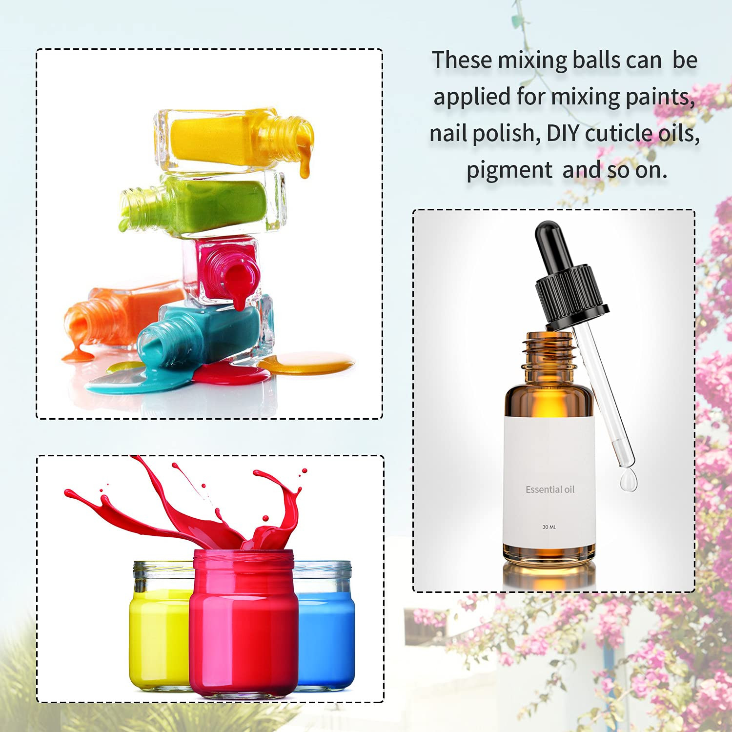 200PCS Paint Mixing Balls, Nail Polish Mixing Balls, 316 Stainless Steel Bearing