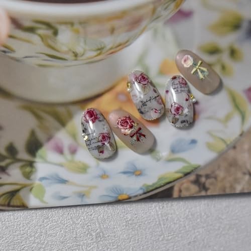 5D Embossed Rose Flower Nail Art Stickers for Valentine’s Day – retro rose