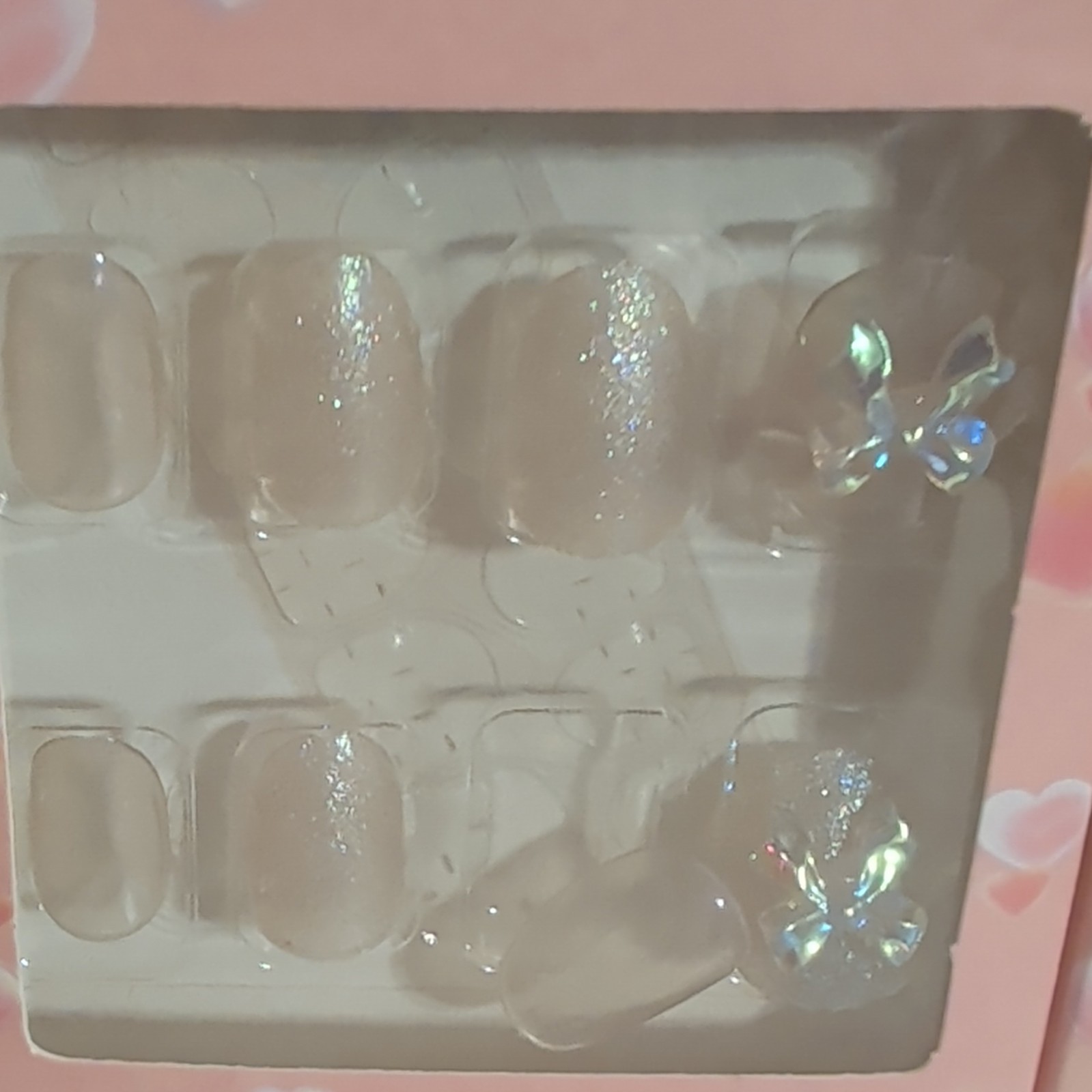 Butterfly Pre-Designed Multicolor Glitter Press-On Nails 12PCS Medium Square