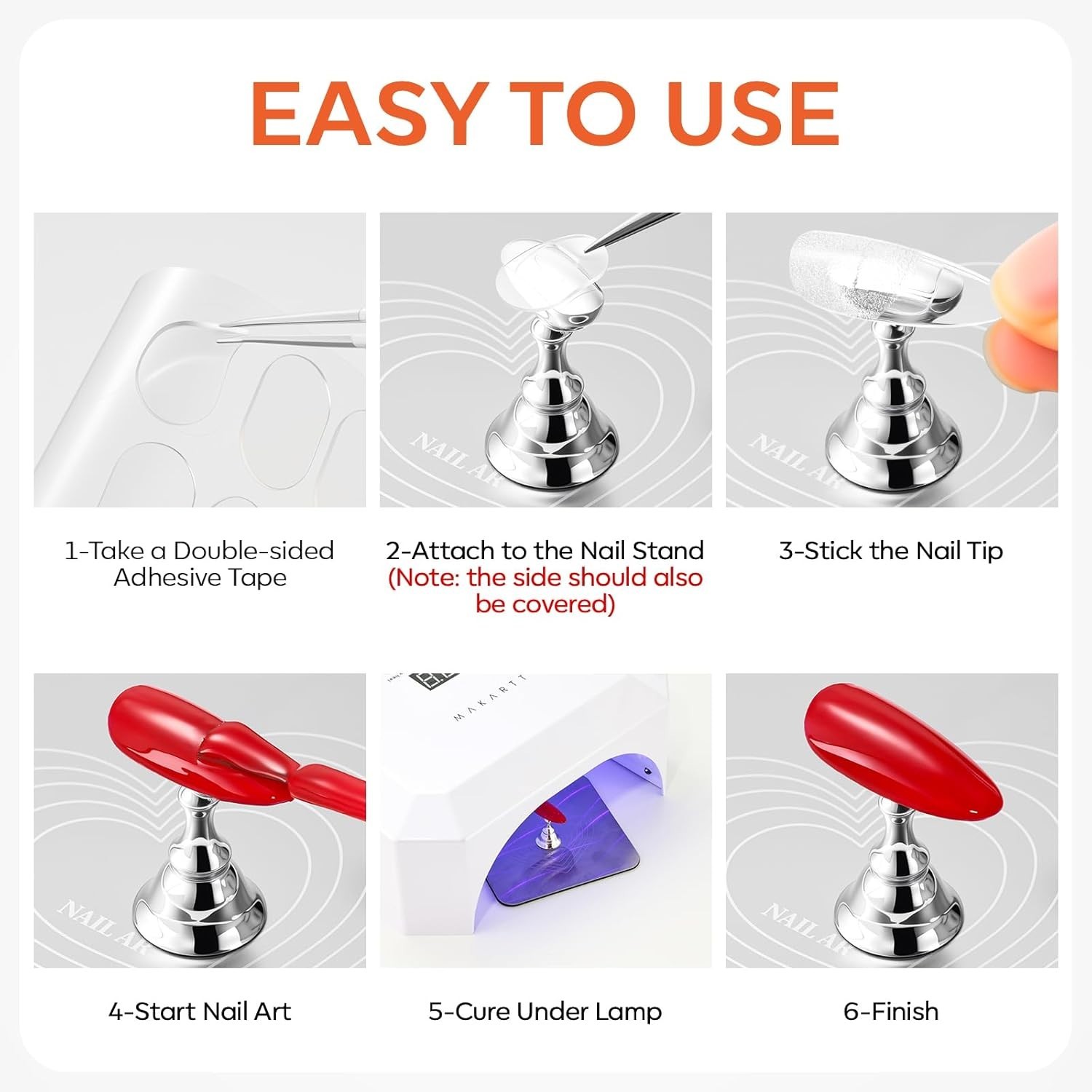 Press-On Nail Stand with 10 Holders – Magnetic Base for Stable Painting & Curing