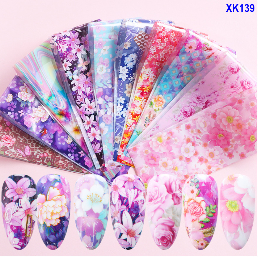 Flower Butterfly Nail Foil Transfer Sticker Daisy Rose Sunflower 10 pcs 20X4cm