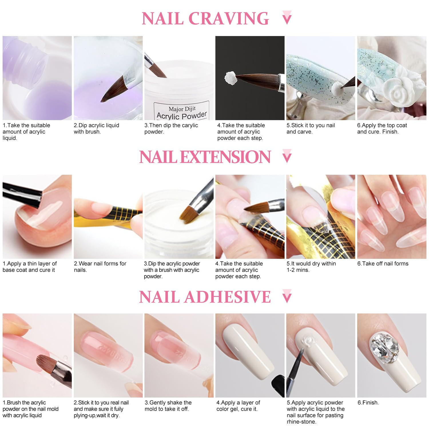 Acrylic Nail Kit with Drill and 12 Color Powder for Beginners | Home Salon Set I
