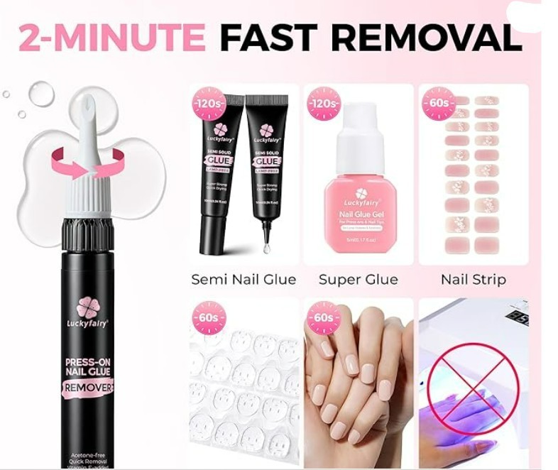 Luckyfairy Nail Glue Remover: Tool-Free Press on Remover Pen