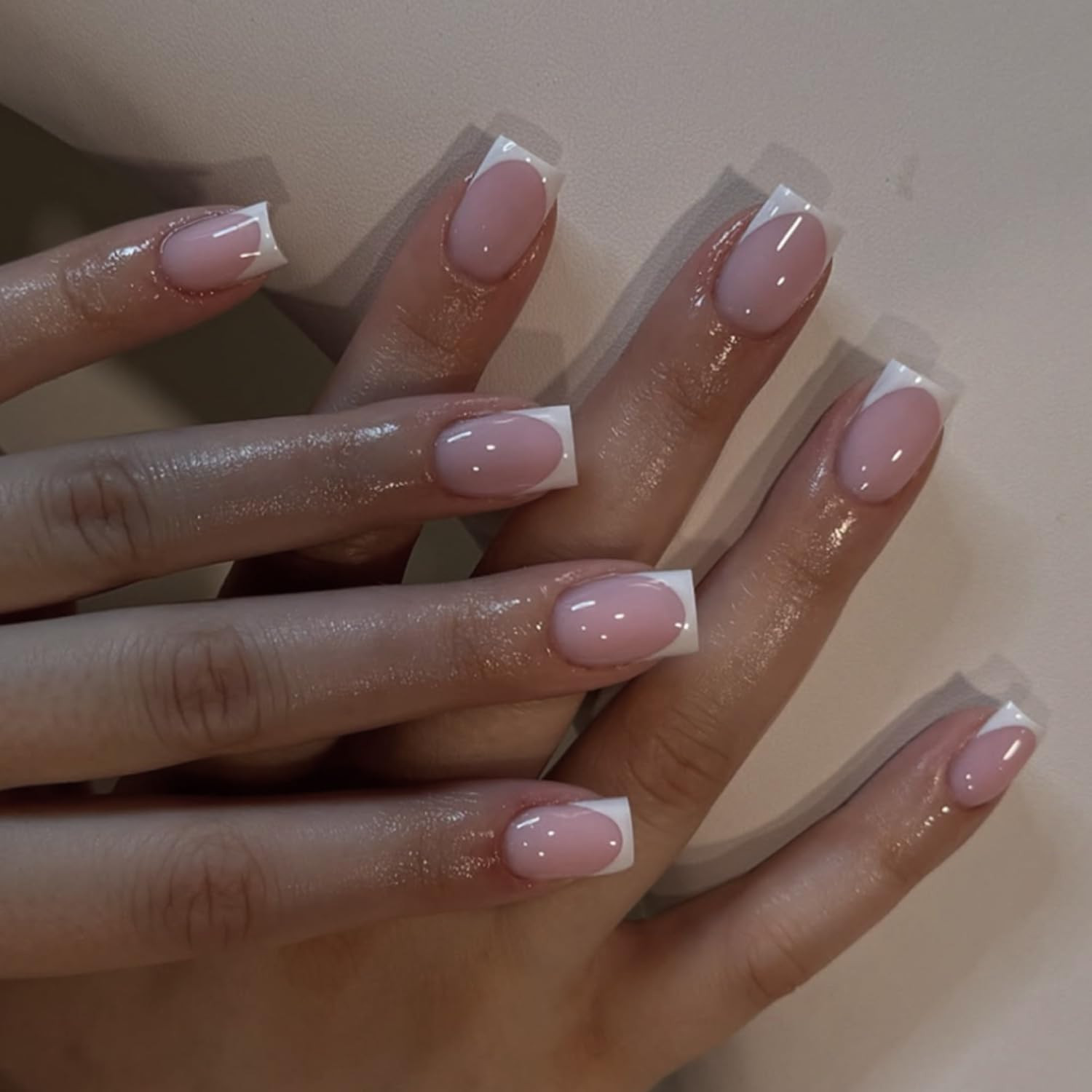 Summer Press on Nails Medium Coffin Fake Nails Summer Ocean False Nail with Star