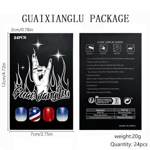 4th of July Press on Nails – Red, White, Blue Glitter – Short Style – 31