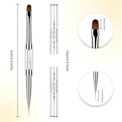 Starfa 1Pcs Builder Gel Brush Dual Ended Nail Art Brush for Polygel | Dual