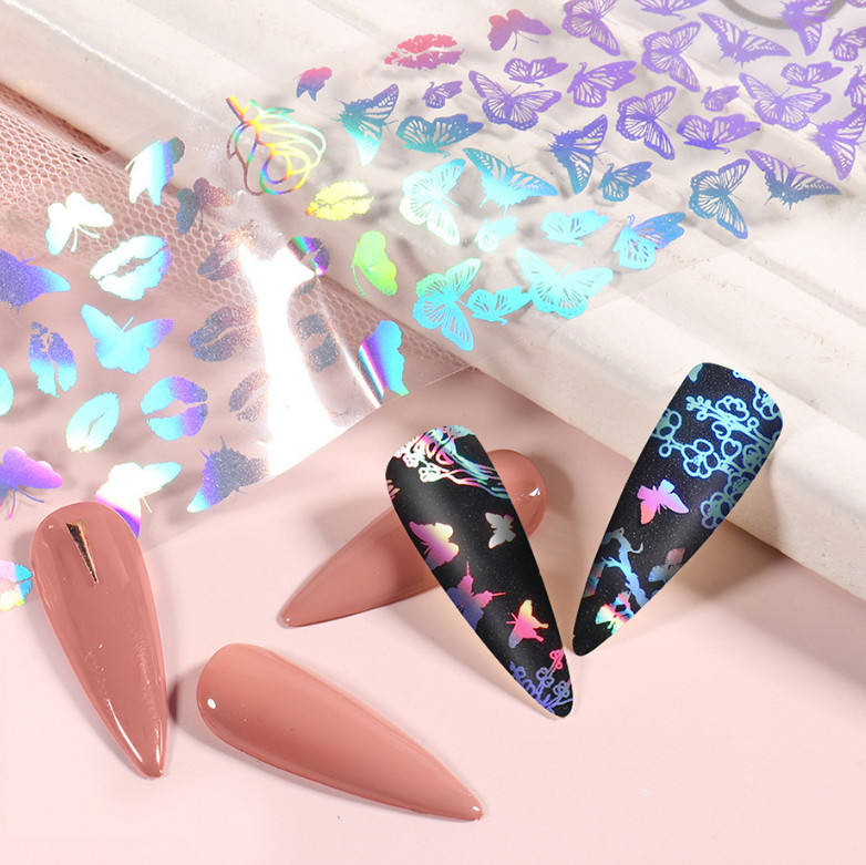 10 Rolls Butterfly Flower Pattern Nail Foil Transfer Stickers Decals HD21