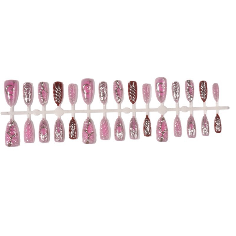 60Pcs Moon Sun Flame Metallic Almond Press on Nails,Y2K Glossy Trendy Fake Nails