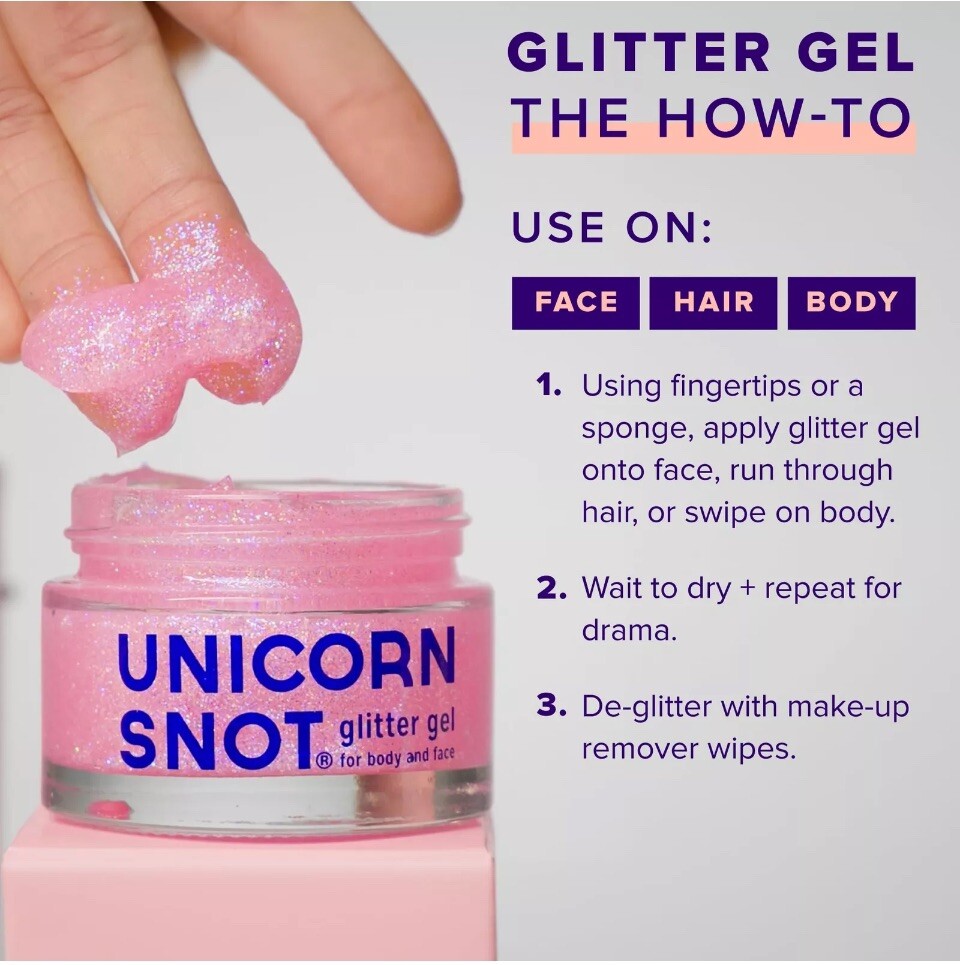 Unicorn Snot Face & Body Glitter Gel – Cosmetic-Grade Holographic Glitter