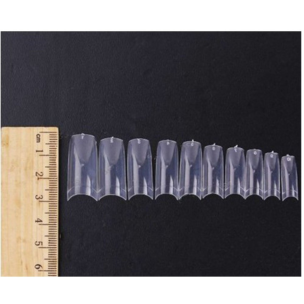 Clear French Coffin Nails Tips 500 PCS 10 Sizes Half Cover Clear Nail Tips Frenc