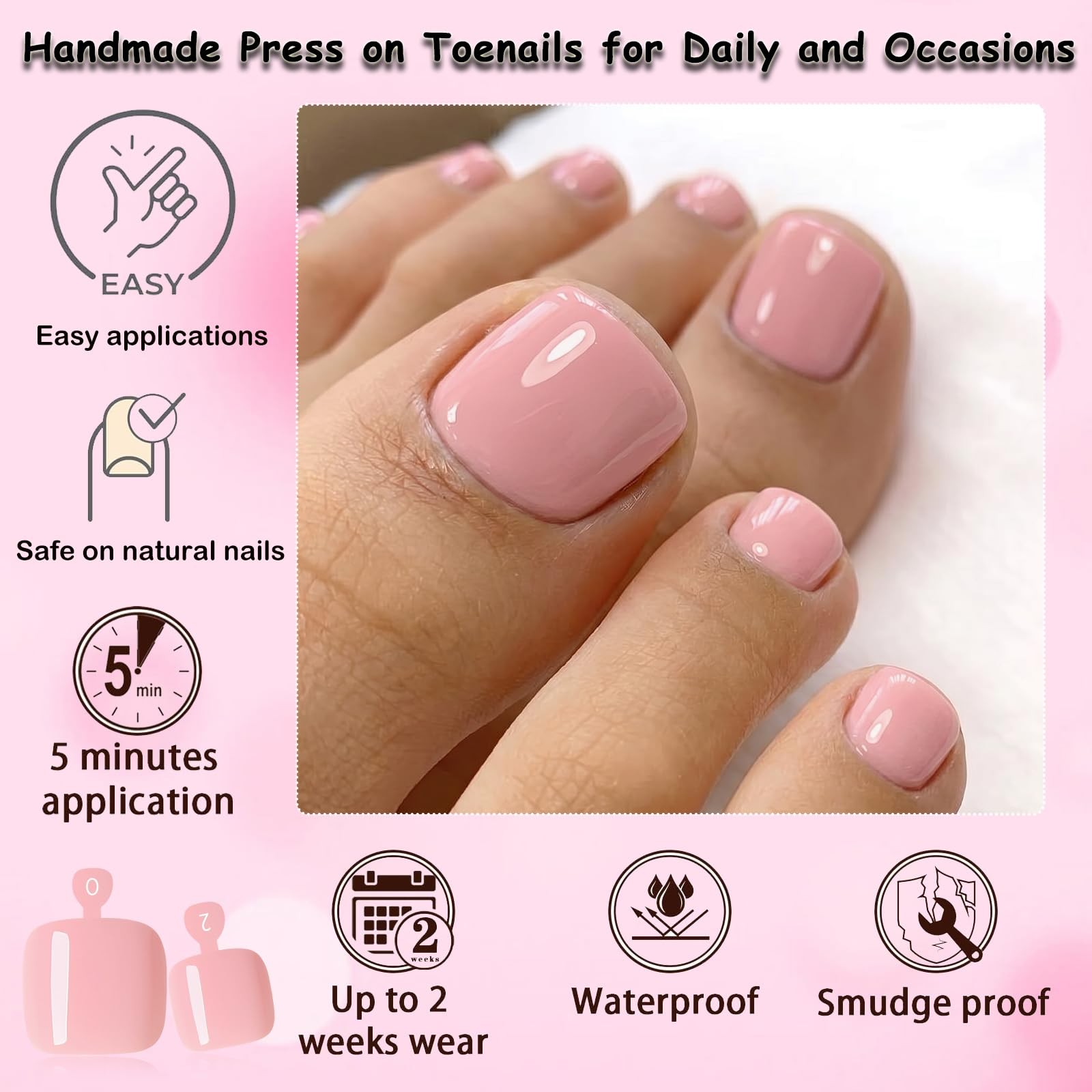 120pc Nude Press on Toenails Women Fake Toe Nail Press ons Pedicure with Glue…