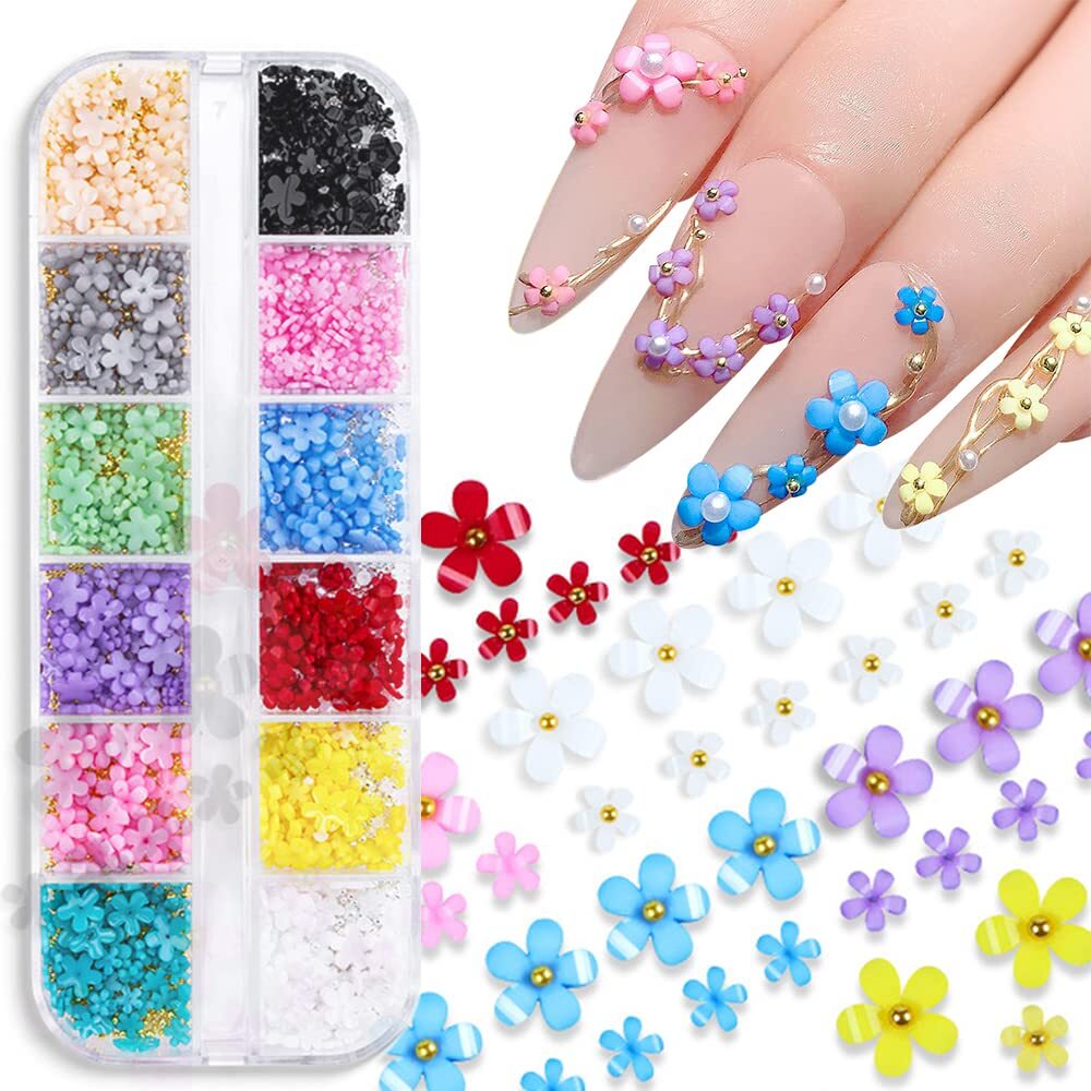 Flower Nail Charms for Acrylic Nails Manicure DIY Nail Decor Women Girls Crafts