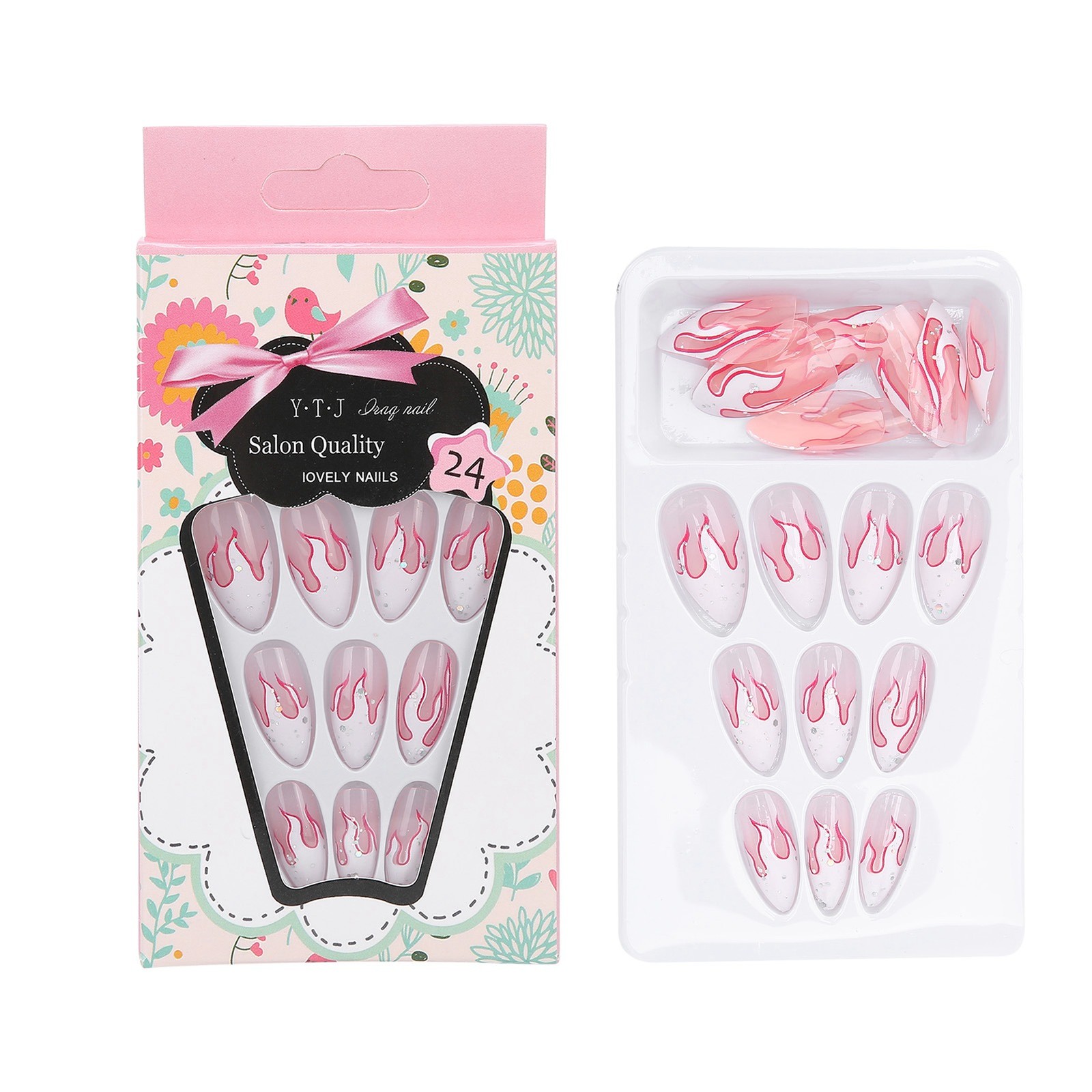 24pcs Women Girls Exquisite False Nails Full Cover Fashionable Fake Nail Tip CHU