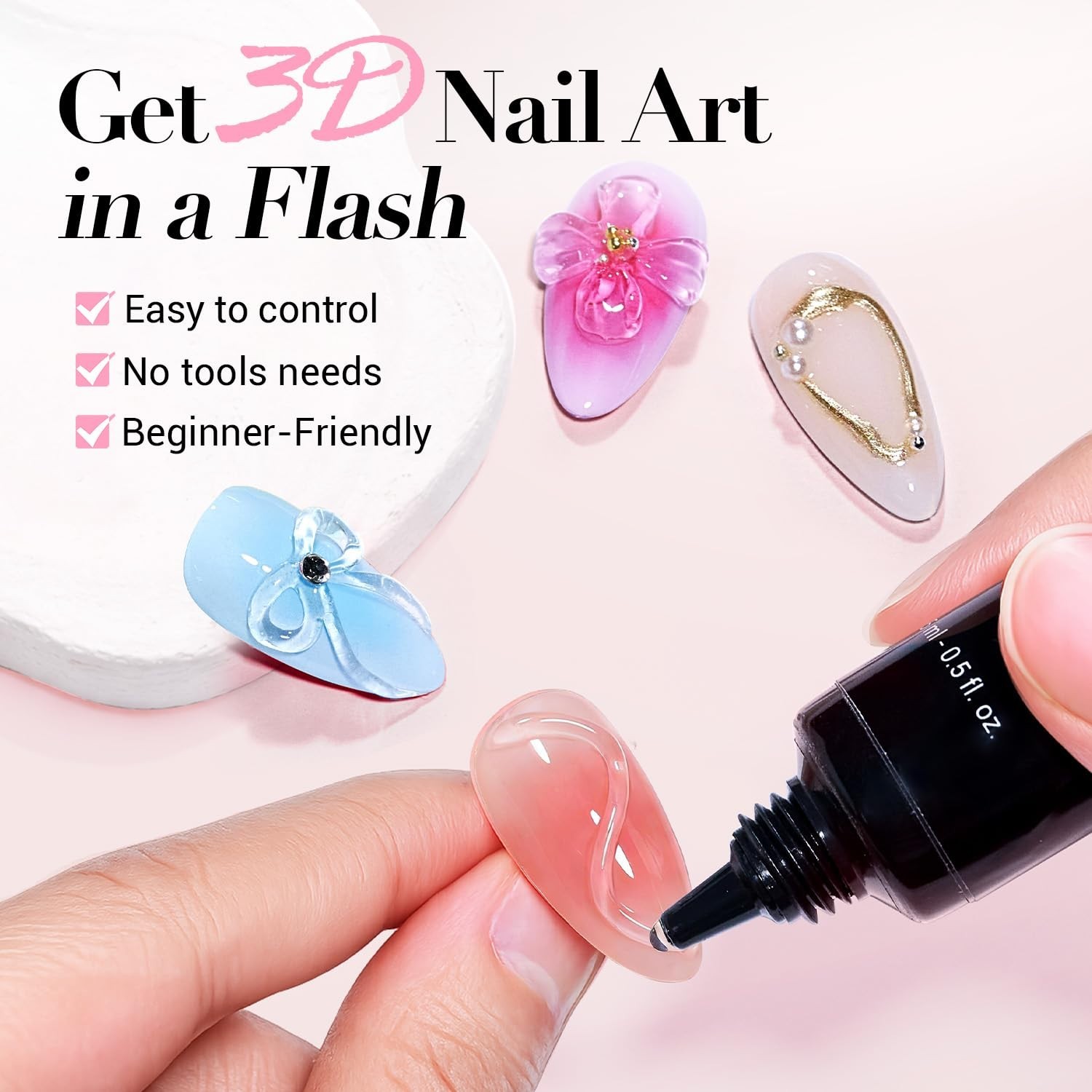 3D Gel Nail Art, Sculpting Gel for Nail Art, Molding, Carving and Drawing, Rh…