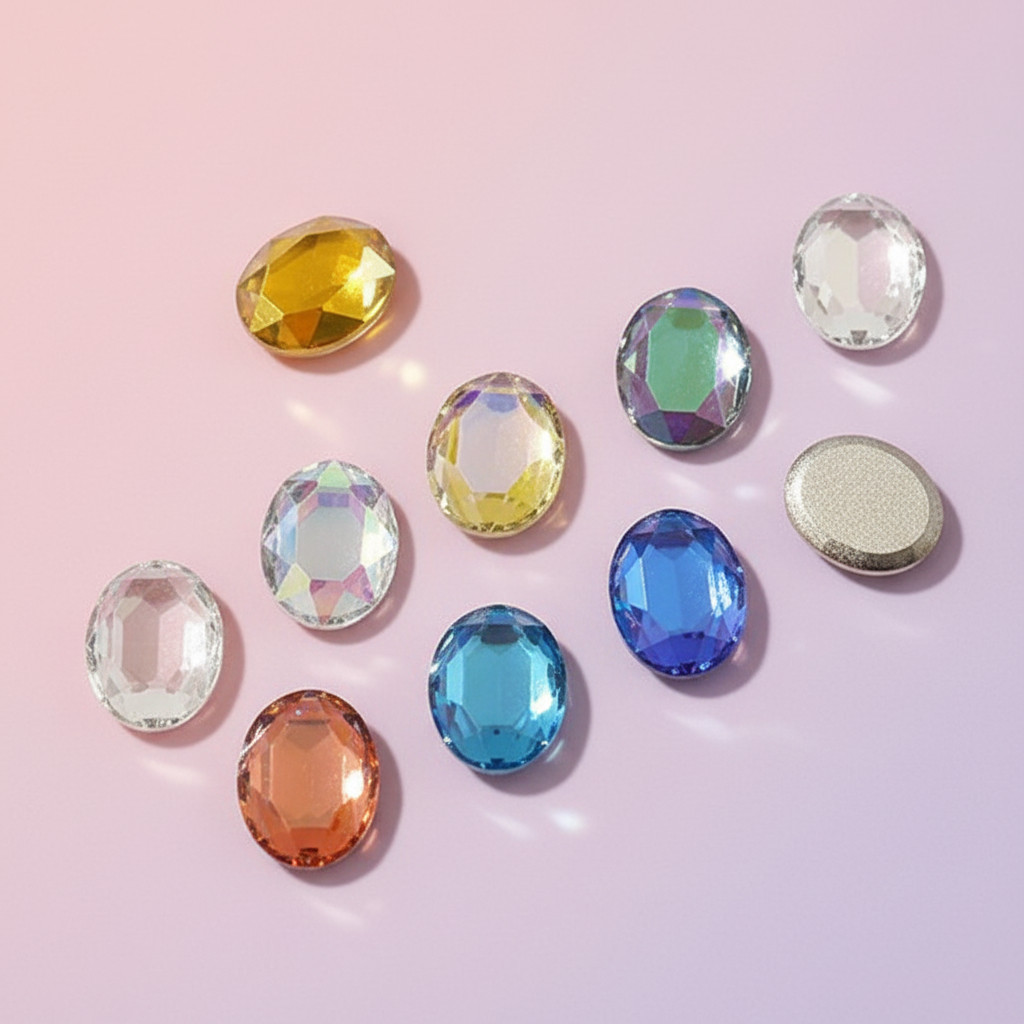 J.HOO Crystal 7120 Oval Flat Back Rhinestones 10×8mm Nail Art (8pcs)