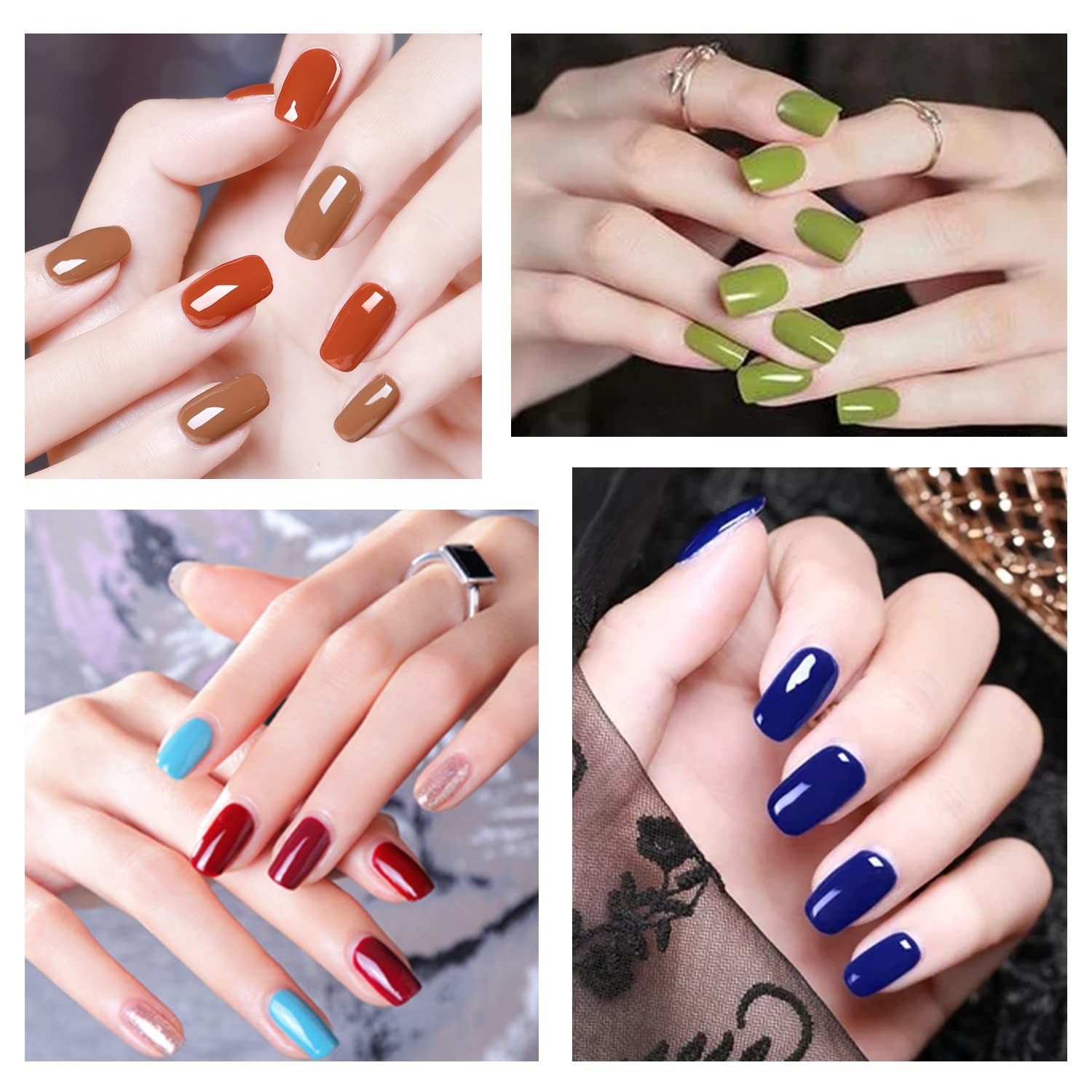 24 Sheets Solid Color Nail Wraps for Women Stick on Nail Polish Strips Self A…