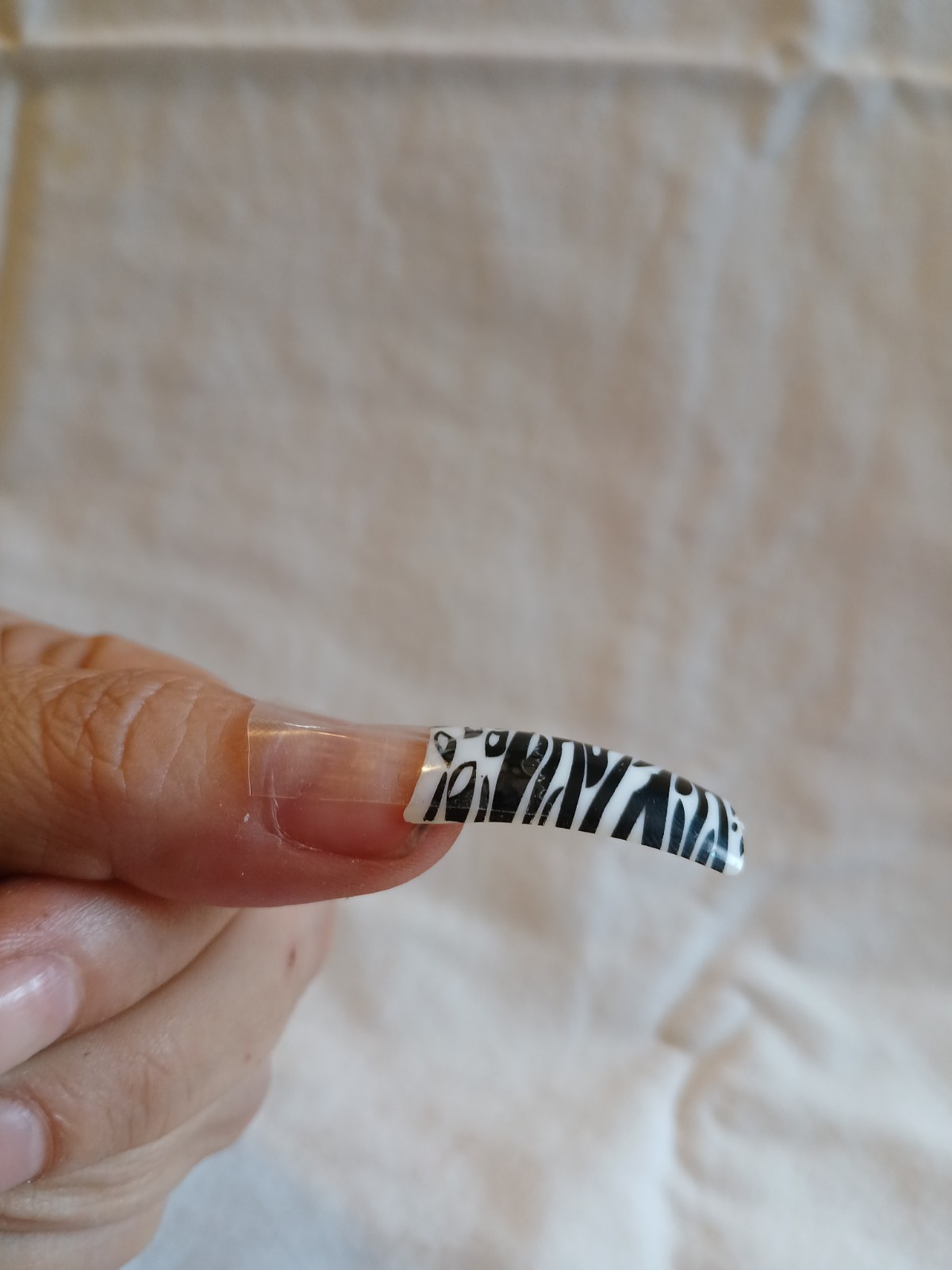 age! Remnant ~75 FAKE PLASTIC SQUARE FRENCH NAIL TIPS ART WHT BLACK ZEBRA JAGUAR