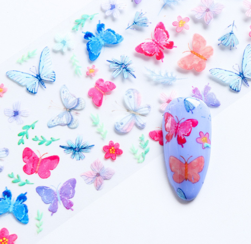 10Pcs Beautiful Butterfly Flower Nail Art Transfer Foil Sticker Manicure XK102