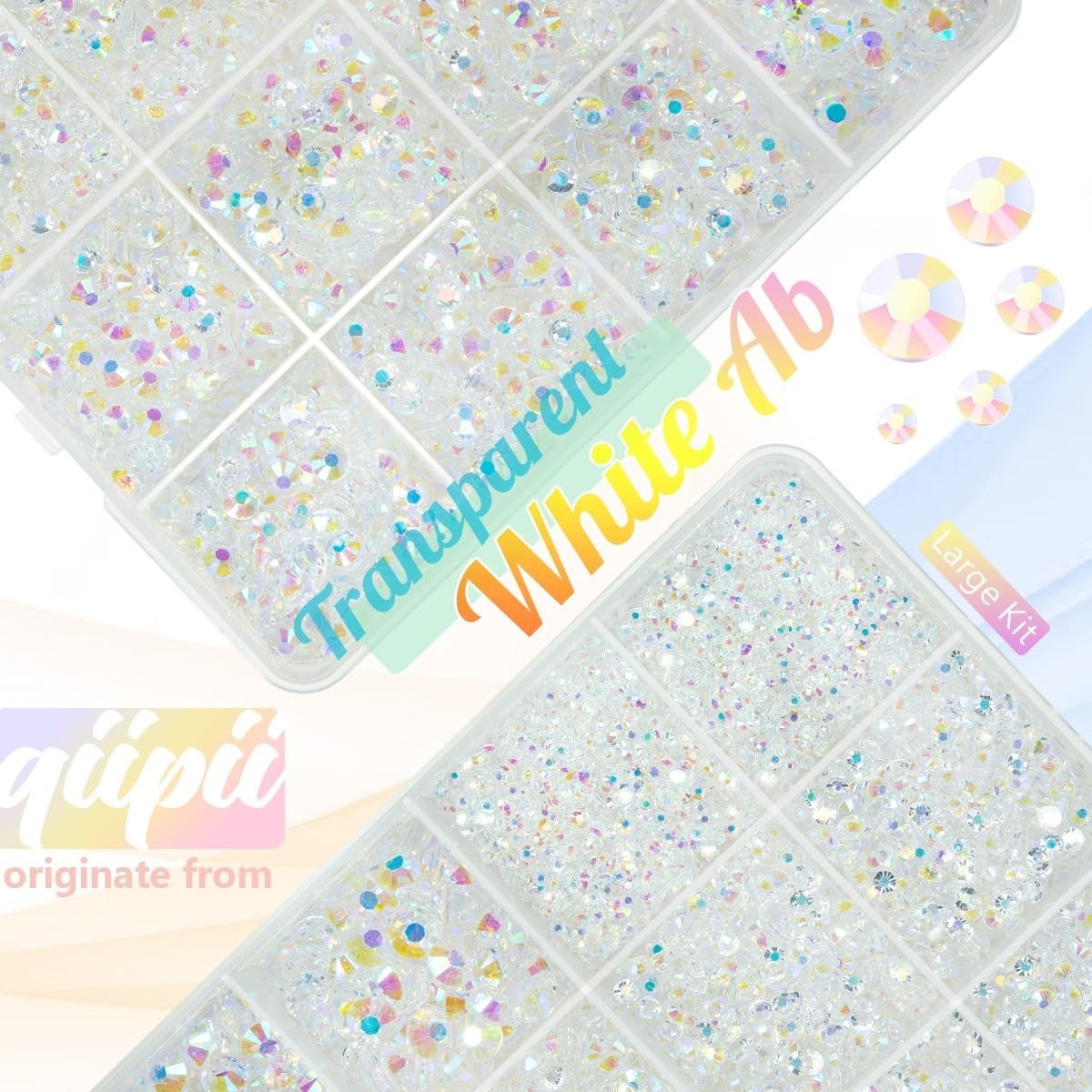 Transparent AB Resin Rhinestones w B7000 Glue for Bedazzling Crafting 2mm-6mm…