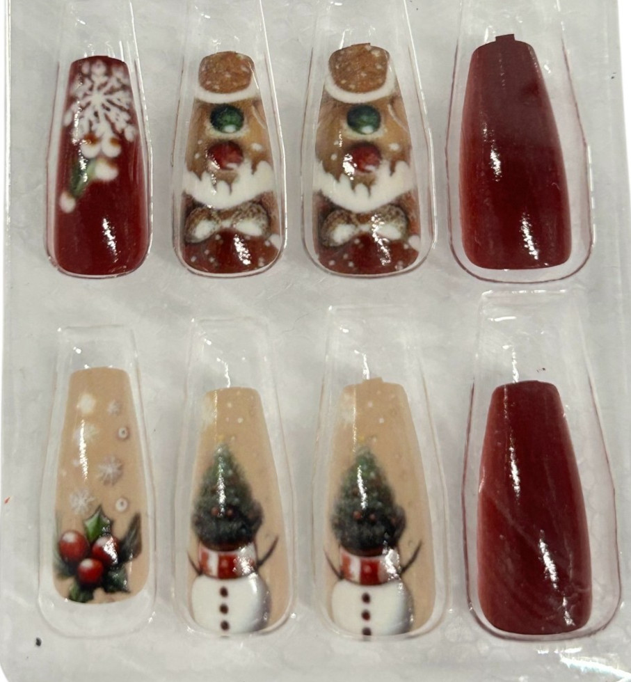 Christmas Press On Nails “YOUR CHOICE” Reindeer, Snowflake, Gingerbread, Lights